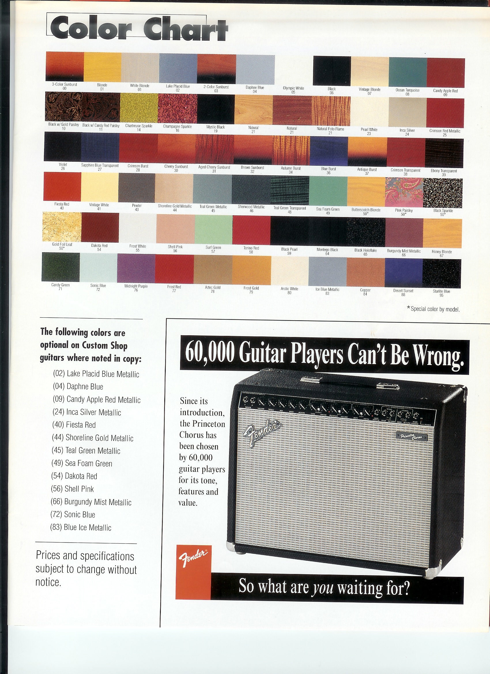 Fender Color Chart 97